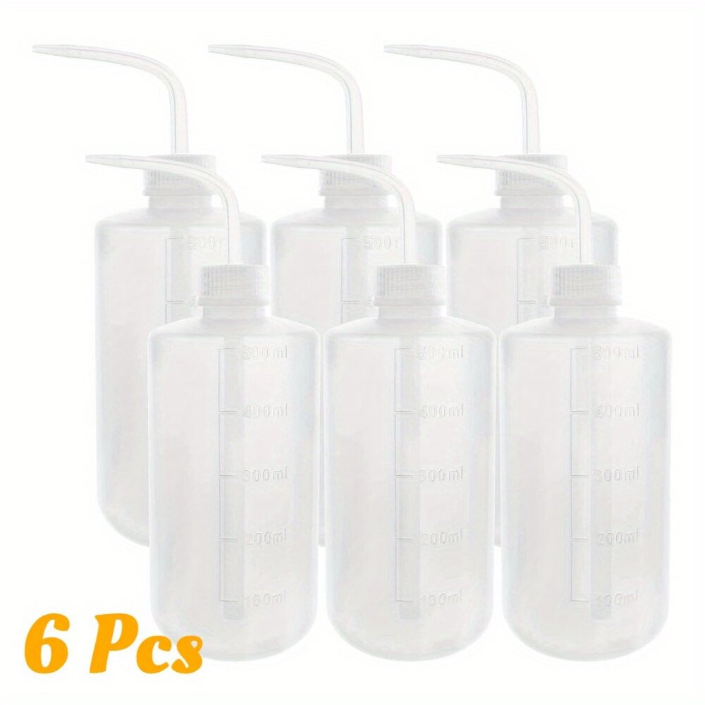 6-piece set of 500ml (17oz) plastic wash bottles